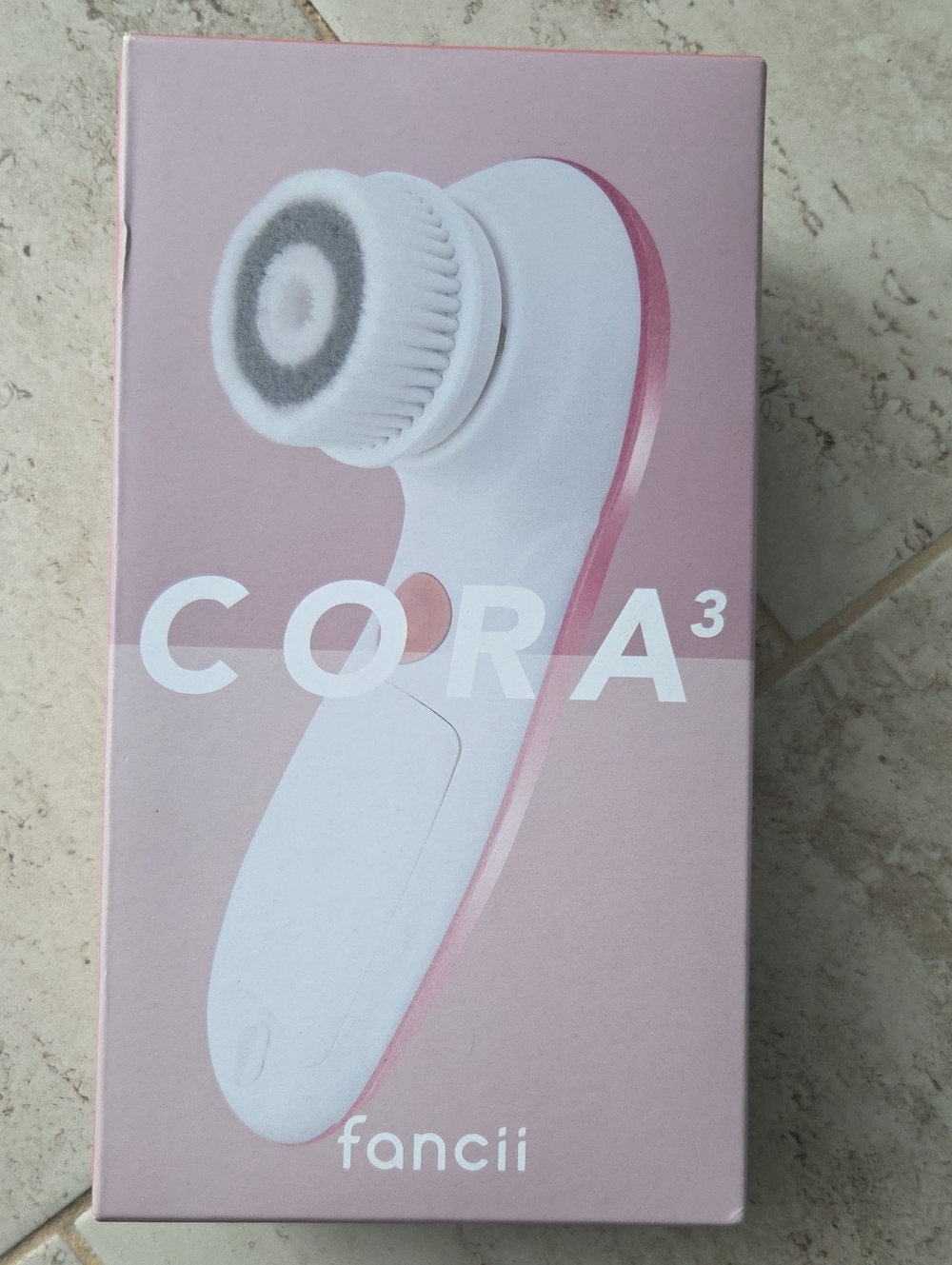 fancii CORA3 Facial Cleansing Brush — White with Pink Accents